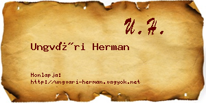 Ungvári Herman névjegykártya